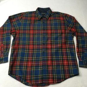 Flannel Shirt XL Red Blue Plaid Long Sleeve Outdoor Christoper Hayes